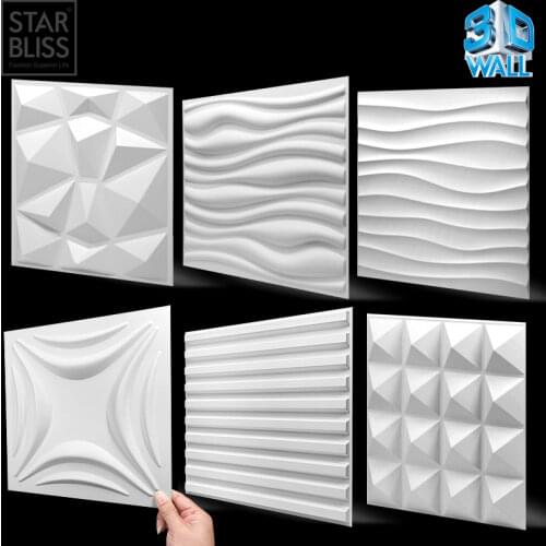 Decorative 3D Wall Panels in Diamond Design Matt White Wallpaper Mural Tile-Panel-Mold 3D wall stickers bathroom kitchen 30x30cm