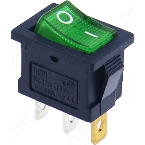 5pcs 3Pin green illuminated LED Rectangle Rocker Switch Car Dash Automotive 6A 250V/10A 125V