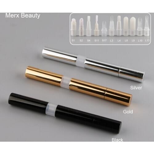 50PCS 3ML Gold/Black/Silver Empty Cosmetics Pen Round Aluminum Tube Portable Twist Up Pen Dial Up Pen,DIY Lip Gloss Container