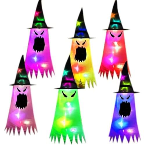 6X Glowing Halloween Holiday LED Lights That Can Be Worn on the Head or As a Pendant Witch Hat Garden Wedding Decor