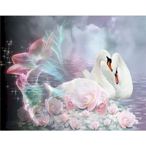 60x75cm Oil Painting By Numbers DIY Paint By Numbers On Canvas Frameless Swan Digital Handpaint Animals Home Decor