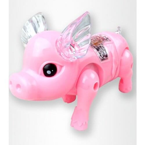 Electric Walking Singing Musical Light Pig Luminous Leash Interactive Kids Toy Electronics Robot Gift Birthday flash Moving Rope