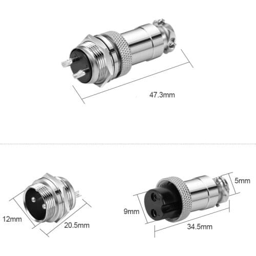 GX12Aviation Connector Plug Socket Circular Connector 2 3 4 5 6 7 8 9 10 12 13 14 15 Pin Cable Wire Male Female