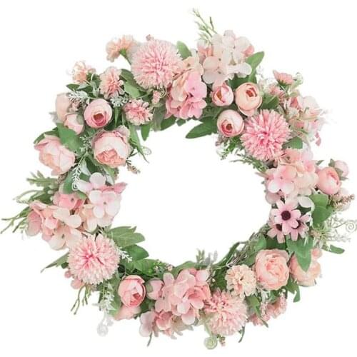 Artificial Peony Hydrangea Wreath Spring Wreath for Front Door Wedding Wall Birthday Party Farmhouse Garden Home Decor