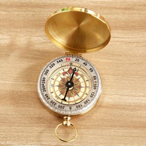 G50 Pure Copper Compass Clamshell Travel Cycling Outdoor Multifunctional Metal Souvenir Night Lights Pocket Watch Type Compbum