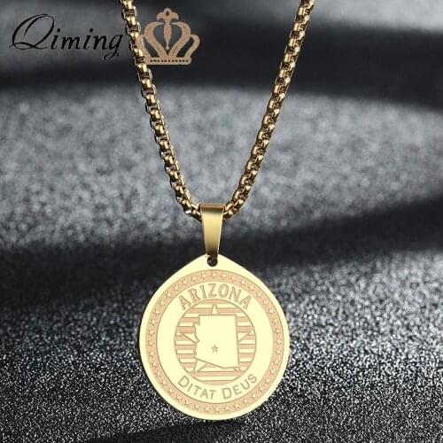 American States Collection Arizona Women Necklace Georgia GA Pendant Personal Settings Stainless Steel Jewelry