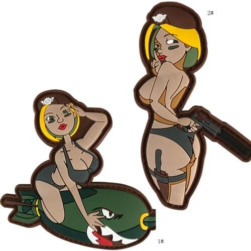 MAMAO Tactical Military 3D PVC Rubber Sexy Girl Patch Decorative Fly Patches Combat Emblem Appliques Badges Hook& Loop