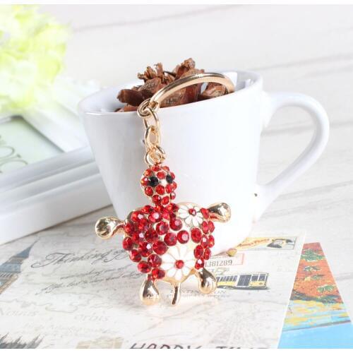 Lovely Tortoise Turtle Creative Cute Crystal Charm Purse Handbag Car Key Keyring Keychain Party Wedding Birthday Gift