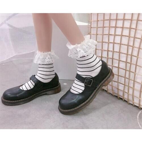 Women Girls Cotton lace Socks Cute lace Students Lolita Hosiery B744