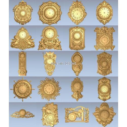 20pcs clock 3d model STL relief for cnc STL format Horologe 3d model for cnc stl relief artcam vectric aspire