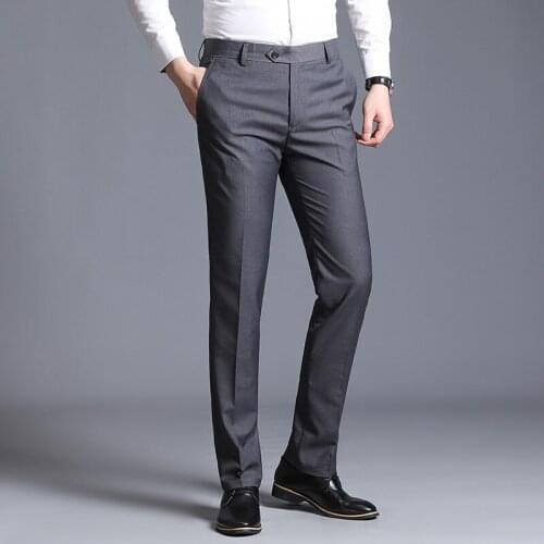 Mens High-quality Suit Pants, Business Casual Straight-leg Solid Color Trousers, Slim Size Mens Suit Pants, Spring Trousers