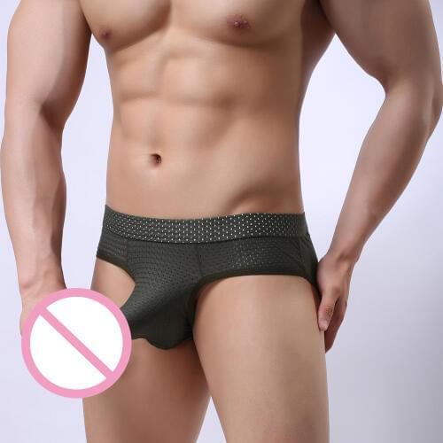 Underwear Men Briefs Breathable Mesh Holes Man Shorts Briefs Trunks Briefs Bulge Pouch Men Underwear Cueca Gay Dropshipping New