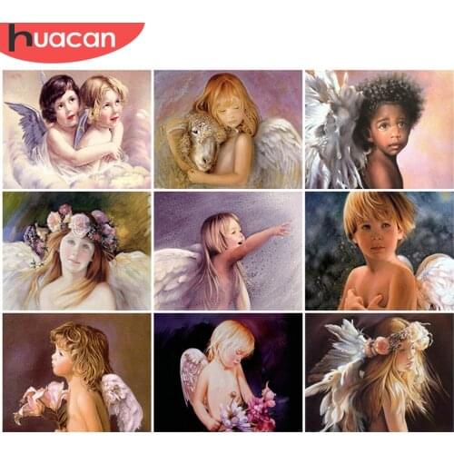 HUACAN 5D DIY Picture By Numbers Angel Figure Unique Gift Wall Art HandPainted Painting By Number Girl Decoration