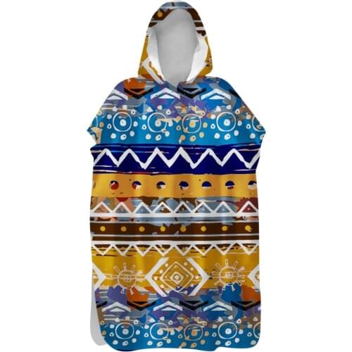 New retro printed Microfiber Poncho Towel Surf Beach Wetsuit Changing Bath Robe with Hood for women men