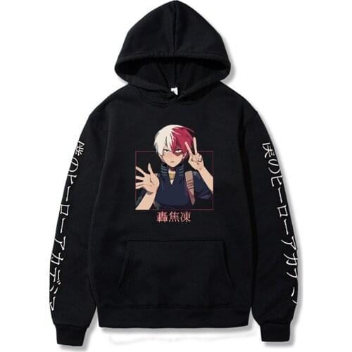 My Hero Academia Todoroki Shoto Autumn Girl Hoodie Plus Loose Casual Solid Color Pocket Men Women Kawaii Sweatshirt