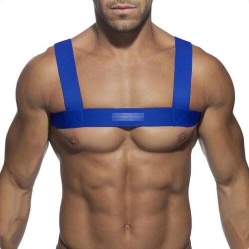 Sexy Mens Chest Strap Nylon Spandex Solid Color Male Elastic Shoulder Straps Muscle Men Party Carnival Decoration Gay 2021