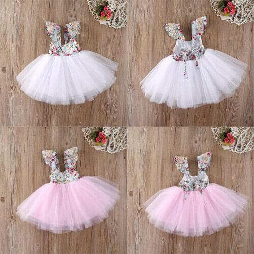 Newborn Toddler Kids Baby Girls Floral Dress Princess Party Dress Tutu Sundress