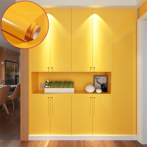 PVC Self Adhesive Solid Color Wallpaper Vinyl Wall Stickers Waterproof Film Oil-proof Kitchen Cabinet Desktop Renovation Sticker