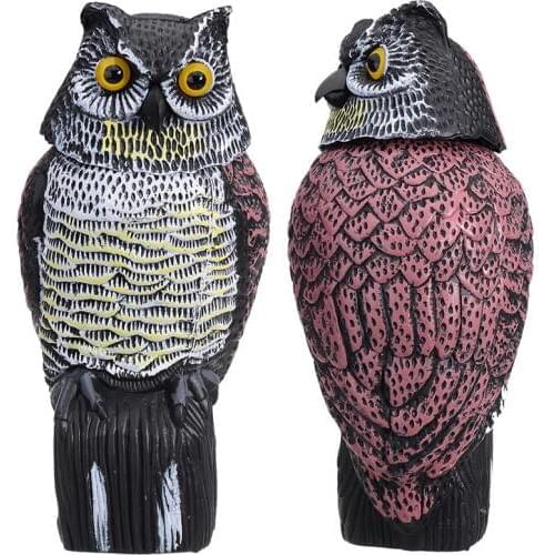 Realistic Fake Rotating Head Owl Decoy Protection Repellent Bird Garden Yard Pest Control Repellents