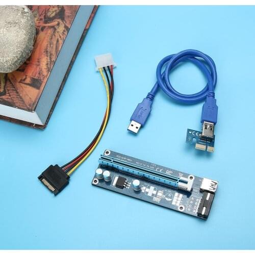 SATA Power Cable Converter USB 3.0 PCI-E Express 1x to16x Extender Riser Card Adapter for Bitcoin Miner Mining