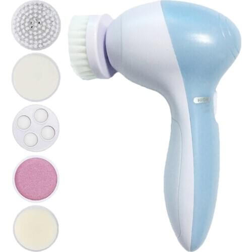 Facial Cleansing Brush Skin Care Face Brush Set with 5 Brush Heads entle Exfoliating & Removing Blackhead Massager For Face Care
