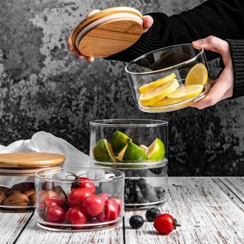 Glass Food Storage Jar Sealed Moisture-Proof Fruit Salad Bowl Multi-Grain Container Stacked Refrigerator Multi-Layer Kitchen
