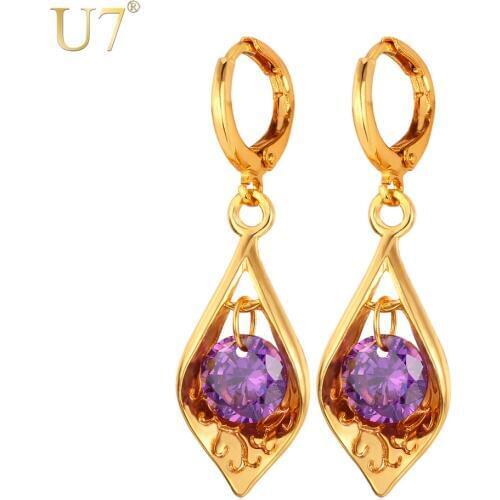 U7 Cubic Zirconia Earrings For Women Fashion Jewelry Trendy Gold/Silver Color Drop Earrings E656