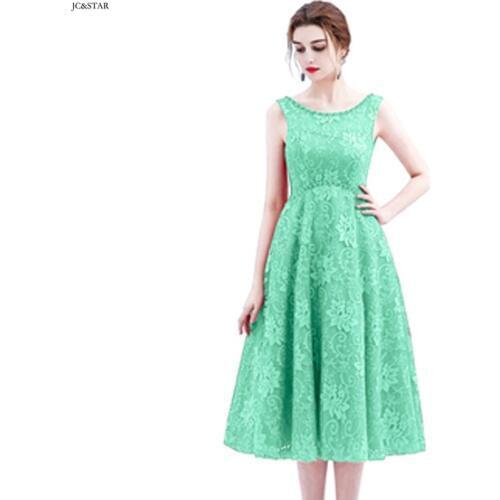 Vestido boda mujer invitada new Scoop neck lace crystal A Line mint green burgundy royal blue bridesmaid dress Tea damigella Plu