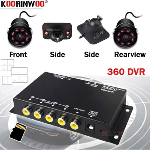 Koorinwoo 360 Car Recording Camera DVR Split Box 4 RCA Night Vision Left Right Side Front Rear camera Reverse System For Player
