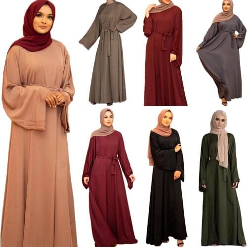 Vintage Abaya Women Muslim Long Sleeve Maxi Dress Jilbab Islamic Turkish Arab Kaftan Plain Ramadan Prayer Robes Gown Clothing