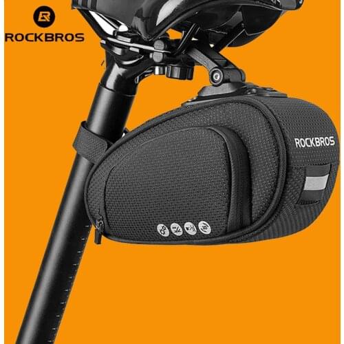 ROCKBROS MTB Bicycle Saddle Bag Rainproof Road Bike Bag Reflective Rear Pouch Tools Case Durable Mountain Cycling Tail Seat Pack