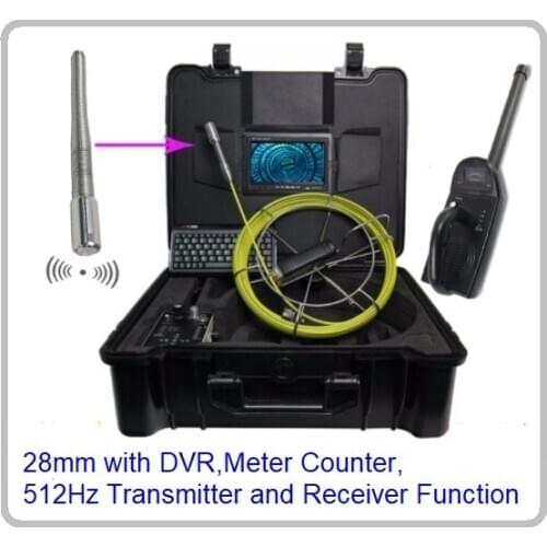 30 Meter Cable Pipeline Video Borescope Endoscope Inspection Camera With Meter Counter DVR Keyboard 512Hz Receiver Self Leveling