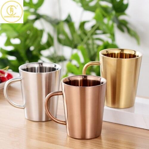 304 Stainless Steel Double Layer Mugs Coffee Cup Creative Water Cup Heat Insulation Beer Cup Stainless Cup