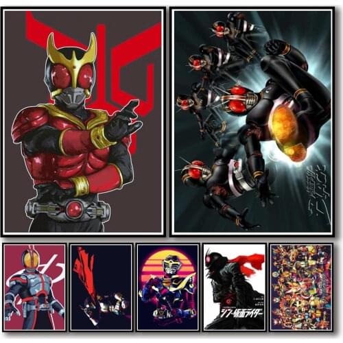 50 Designs Kamen Rider Whitepaper Poster Artwork Fancy Wall Sticker for Coffee House Bar