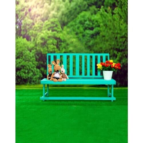 5x7ft Green Grass Tree Chair Cute Rabbit Photography Backdrops Photo Props Studio Background