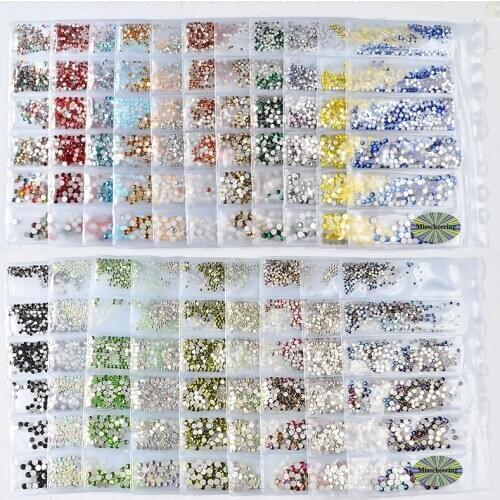 6Sizes/Pack SS4-SS16 Crystal Rhinestone Nail Art Decoration Glass Gems Flatback Rhinestones for Nails Accessories Diamond Design