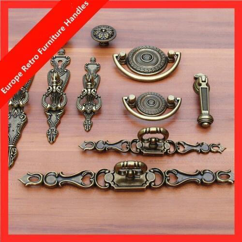 64mm 128mm vintage bronze kitchen cabinet dresser door handle antique brass drawer cabinet knob pull retro furniture ring handle