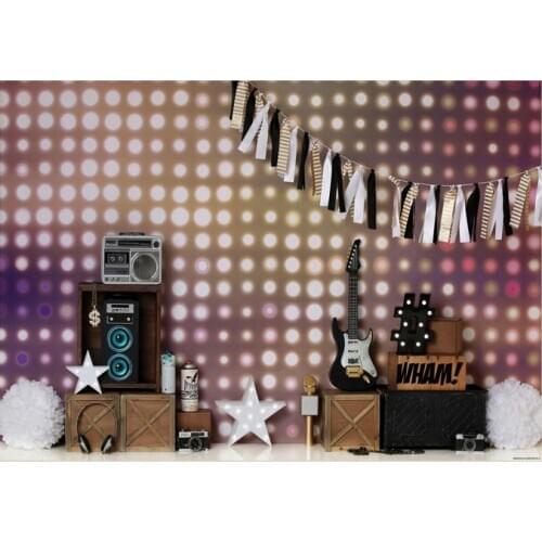 7X5Ft Photography Background Guitar Sound Carnival Party Theme Photo Studio Background Cloth for Family Photo