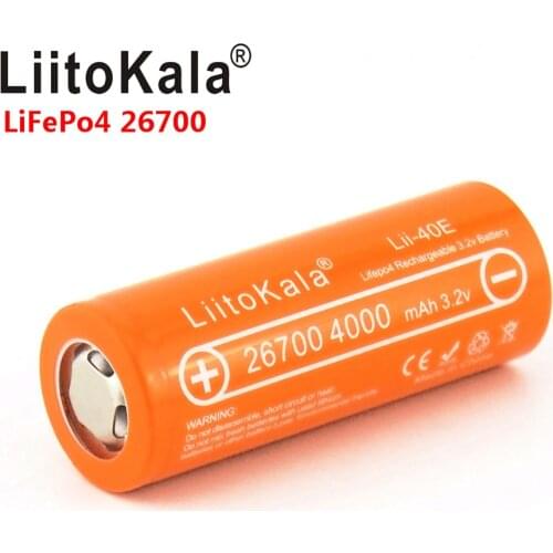 LiitoKala Lii-40E Lifepo4 26700 3.2v 4000mah rechargeable battery accu lithium cell high capacity 10A pilas diy pack mod toys