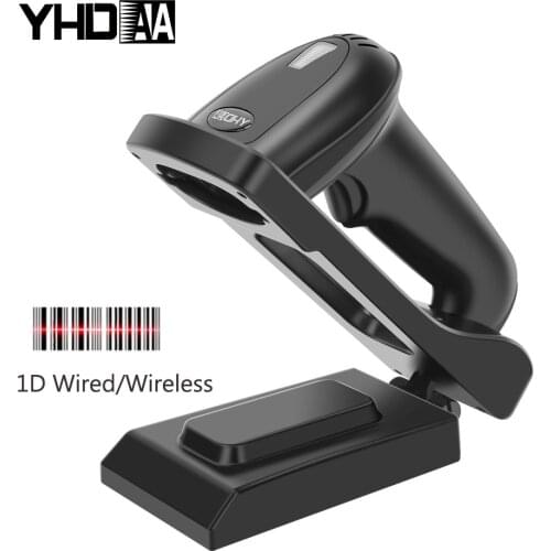 Wireless Barcode Scanner 1D Laser Bluetooth Code Read Handsfree Scan 2.4G Long Range Transmission Distance for Supermarket Shop