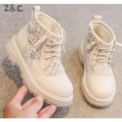 Girls' Martin Boots 2020 New Winter Childrens Cotton Shoes Plush Warm Little Fragrant Wind Princess Boots Anti Slip Snow Shoes