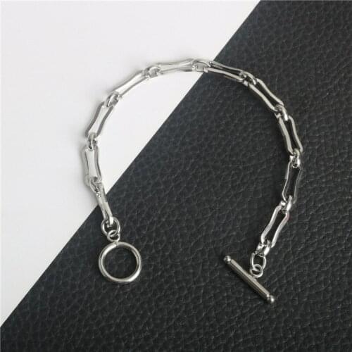 Hip Hop Hollow Irregular Stitching Rectangular Line Bracelet Titanium Steel Mens and Womens Wild Bracelet