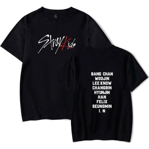 KPOP Stray Kids T Shirt StrayKids MINHO JISUNG WOOJIN CHANGBIN FELIX Korean Streetwear Hip Hop Short Sleeve Cotton T-Shirt Women