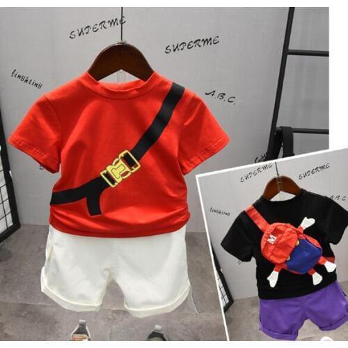 2019 Retail Childrens clothing short-sleeved T-shirt suit 2019 new 2-3-4-5-6-7 years old boy summer two-piece tide 16