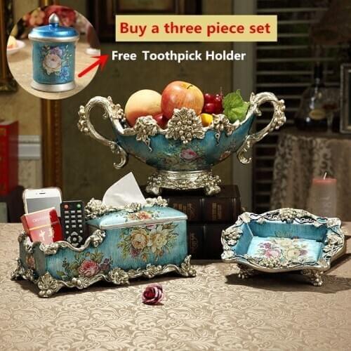 European Table Decoration New Year Gift Luxury Living Room Dry Fruit Tray Tissue Box American Fruit Tray Wedding Gift