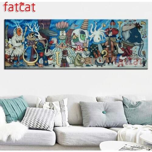 FATCAT Fantasy Orchestra large 5D Diy Daimond Painting Full Square Round Drill Rhinestone Embroidery Sale Cartoon decor AE1906