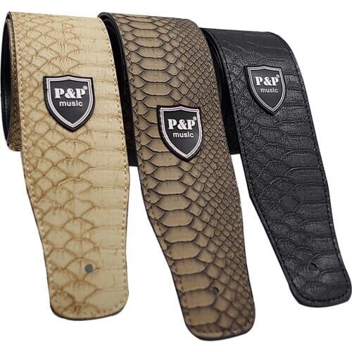 Guitar Strap Adjustable PU Leather Guitar Strap with Python Skin Pattern for Guitar Bass 3 Colors Optional