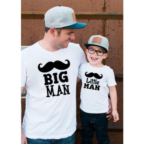 1pcs Big Man Little Man Father & Baby T-Shirt Clothes White T Shirt Summer Tops Short Sleeve Family Look Matching Family Outfits