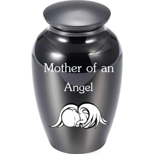 IJU026 Baby Memorial Keepsake Urns Custom Engrave Mother of an Angel Funeral Cremation Ashes Holder Mini Urn