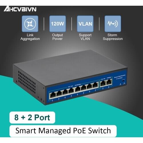 POE switch 52V with 8 100Mbps Ports IEEE 802.3 af/at ethernet switch Suitable for IP camera/Wireless AP/POE camera